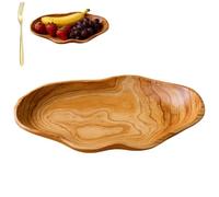 Generico Wooden Fruit Bowl, 40x18x6cm Multi-Purpose Use Natural Decorative Fruit Serving Platter, Rustic Handcrafted Salad Dish for Room Counter Kitchen Farmhouse Candy Dessert Snack