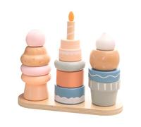 Generico Wooden Learning Cake Food Game - Promotes Creative Pretend Play, Sorting & Stacking Toys, 17.6cm Diameter Size, Quality Natural Eco Timber - For Kids Birthday Party & Preschool Classroom