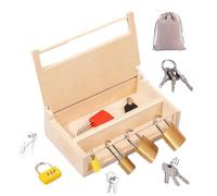 Genérico Wooden Lock Set Keys Toy - Interactive Learning Material, Hand Eye Coordination Skill Board | Educational Key For Children Preschool Classroom Home Cognitive Training Use