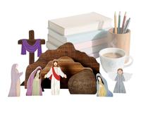 Generico Wooden Nativity Scene,Rustic Religious Figurines,Christmas Nativity Set - For Indoor Yard Tabletop Home Church Family Night Easter