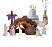 Generico Wooden Nativity Set - 10.48x6.69cm Rustic Religious Decor, Nativity Sets & Figures For Indoor Yard Tabletop Home Church Family Night Easter