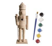 Generico Wooden Nutcracker Unpainted - Paint Your Own Nutcracker Figures | Christmas Nut Cracker Unfinished With Paint Kit For Kids, Adults, All Ages, Friends Art Project Moving Parts Ornament
