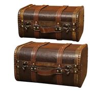Generico Wooden Pirate Treasures Chest, Decorative Storage Box with Metal Handle, Vintage Style Wood Trunk, Professional Keepsake Organizer, Antique Design Case