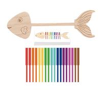 Generico Wooden Sensory, Skills Stick, Colorful Sticks Fish-Shaped Base Fine Motor Skills Water-Based Paint, Educational Toy for Children's Day, Easter, Birthday, Christmas
