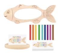 Generico Wooden Sensory, Skills Stick, Colorful Sticks Fish-Shaped Base Fine Motor Skills Water-Based Paint, Educational Toy for Children's Day, Easter, Birthday, Christmas