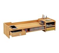 Generico Wooden Shelf Storage Organizer For Laptop PC Keyboard Stationery School Supplies Home Office Apartment Dorm | Desk Monitor Stand | Monitor Riser For Desk Organization |