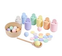 Genérico Wooden Sorting Game - Giocattolo colorato Stem Sensory, Rainbow Balls and Cups | Educational Activity Kit for Preschool Learning, Fine Motor Skills, Ages 3 Up Interactive Play Fun