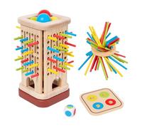 Generico Wooden Tower Sticks Game, Colorful Dice & Stick Balancing Toy to Kids, 7.87x4.13x4.13 Inches Family Educational Game for Toddler, Preschool Motor Skills and Patience Training Activity