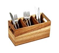 Generico Wooden Utensil Holder - Kitchen Utensil Holder,Rustic With 3 Compartments Extra Large | For Spatula Spoon Fork Shear Oil Bottle Kitchen Home Restaurant