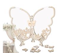 Generico Wooden Wedding Guest Book - Butterfly Photo Frame Guestbook Alternative | Rustic Reception Keepsake Sign Board | Decorative Memory Display for Wedding Bridal Shower Use