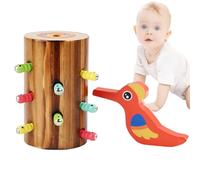 Generico Wooden Woodpecker Worm Catcher, Magnetic Bird Feeding Educational Toy, Adorable Preschool Learning Plaything for Hand-Eye Coordination and Daily Interactive Fun, Wood Color