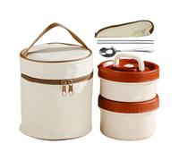 Generico Work Lunch Box, Insulated Food Container Set, 4.92x2.36 inches, Microwaveable Multi-Layer Meal Prep Box, Reusable with Cutlery Included, Ideal for School, Picnic, Camping, Offices