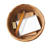 Generico Woven Fruit Basket - Round Rattan Baskets, Kitchen Serving Bowls, Rattan Round Fruit Bowls For Vegetable Bread Snack Home Living Room Dining Room Kitchen Shelf Tabletop