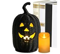 Generico Woven Pumpkin Halloween Basket, LED Candle Candy Storage Container