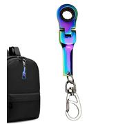 Generico Wrench Key Chains, 12.5x2.5cm/4.9x0.9in Wrench With 10mm Ratchet WrenchKey Ring, Compact RatchetWrench Keychain High Hardness Hardware Tool For Men