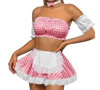 Generico X Massaggi Intimi Lingerie sexy per le donne Cosplay Lingerie Set Contrasto Pizzo Costume Set Portiere (XXL)