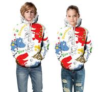 Generico Y2k Felpa Ragazzi 2025 Cappotto con Cappuccio Sportiva Stampa Senza Ultra Morbida Oversize Giacca Tasche Girocollo Sport Casual per Bambini E