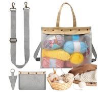 Generico Yarn Storage Bag - Large Capacity Transparent Clear Yarn Mesh Pouch, Knitting Crochet Bag | Portable Craft Organizer For Home Indoor Outdoor Traveling School Girlfriend Wife Friend Sister