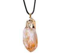 Generico Yellow Crystal Pendant - Natural Citrine Necklace, 5cm Crystal Charm | Lightweight Design, Natural Crystals Pendant For Men, Jewelry Making, Everyday Wear, Stylish Accessory