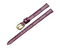 Generico YingYou Cinturino For Orologio In Vera Pelle For Stile, Cinturino For Da Donna, Piccolo, Sottile, Morbido E Confortevole, Rosso, 7, 8, 9, 10 Mm(Deep Purple-Golden,18mm)