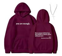 Generico You Are Enough Dear Person Behind Me Hoodie - Inspirational Graphic Pullover, Mental Health Inspirational Shirts Pullover Tops (Win Red,XXL)