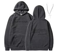 Generico You Are Enough Dear Person Behind Me Hoodie - Inspirational Graphic Pullover, Mental Health Inspirational Shirts Pullover Tops (Dark Grey,4XL)