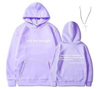 Generico You Are Enough Dear Person Behind Me Hoodie - Inspirational Graphic Pullover, Mental Health Inspirational Shirts Pullover Tops (Purple,M)