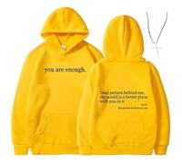 Generico You Are Enough Dear Person Behind Me Hoodie - Inspirational Graphic Pullover, Mental Health Inspirational Shirts Pullover Tops (Yellow,S)