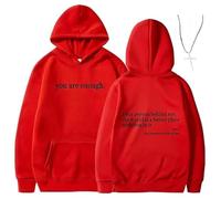 Generico You Are Enough Dear Person Behind Me Hoodie - Inspirational Graphic Pullover, Mental Health Inspirational Shirts Pullover Tops (Red,XXL)