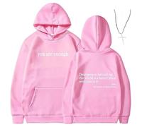 Generico You Are Enough Dear Person Behind Me Hoodie - Inspirational Graphic Pullover, Mental Health Inspirational Shirts Pullover Tops (Pink,M)