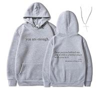 Generico You Are Enough Dear Person Behind Me Hoodie - Inspirational Graphic Pullover, Mental Health Inspirational Shirts Pullover Tops (Grey,S)