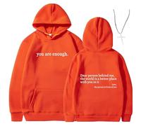 Generico You Are Enough Dear Person Behind Me Hoodie - Inspirational Graphic Pullover, Mental Health Inspirational Shirts Pullover Tops (Orange,XXL)