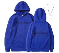Generico You Are Enough Dear Person Behind Me Hoodie - Inspirational Graphic Pullover, Mental Health Inspirational Shirts Pullover Tops (Blue,3XL)
