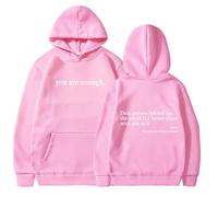 Generico You Are Enough Hoodie, Dear Person Behind Me Hoodie Sweatshirt with Pocket Unisex (Pink,L)