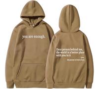 Generico You Are Enough Hoodie,Drawstring Hooded Sweatshirt,Long Sleeve Pullover Tops,Super Soft Plain Hoodie with Pocket Unisex (Brown,3XL)