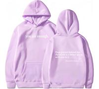 Generico You Are Enough Hoodie,Drawstring Hooded Sweatshirt,Long Sleeve Pullover Tops,Super Soft Plain Hoodie with Pocket Unisex (Purple,XL)