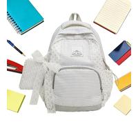 Generico Zaini Per Ragazze Leggero, Capiente E Con Ciondolo A | Zaino Scuola Bambini A Righe Adolescenti Studentesse Donne Aula Scuola Elementare Campeggio Weekend Gita Fuori Porta