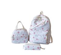 Generico Zaini Scuola Elementare Bambina - Zaino Preppy con Fiocco per Ragazze Adolescenti Set 3 Pezzi con Porta e Astuccio Mochila Estetica Femminile per Scuola e College Piccola Borsa Trucco