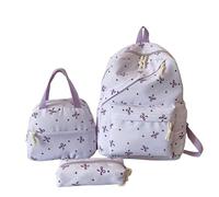 Generico Zaini Scuola Elementare Bambina - Zaino Preppy con Fiocco per Ragazze Adolescenti Set 3 Pezzi con Porta e Astuccio Mochila Estetica Femminile per Scuola e College Piccola Borsa Trucco
