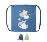 Generico Zaino A Sacca In Cotone Organico cm37x41 Personalizzato con Nome e Orsetto Neonato Sacchetto Porta Corredino Bebè Neonato Idea Regalo Natale Compleanno Nuova Nascita Bimbo Bimba in Arrivo