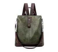 Generico Zaino Antifurto Zaino Da Lavoro Donna Zaino da donna Borsa femminile in PU femminile Europa e America Zaino da viaggio retrò per tempo libero all'aperto Anti Bag Zaino Aereo (Green, One Size)