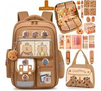 Generico Zaino Capibara Kawaii,Capibara Zaino per Bambini，Borsa Capibara Per La Scuola Capiente, con Porta Pranzo & Astuccio,Comodo, Traspirante, Materiale Scolastico Capi bara, Per Ragazze, Ragazzi