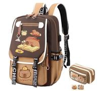Generico Zaino Capibara, simpatico zaino Capibara di grande capacità per la scuola, borsa da scuola per bambini Kawaii con astuccio (Amore per studiare + astuccio)