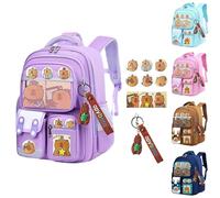 Generico Zaino Capibara Zainetto Asilo Bambino Backpack for Children, School Backpack Capibara - Casual Cartoon Print Trolley for Party Camping Outings Birthday Children Boys Outdoor Girls Boys