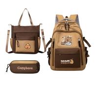 Generico Zaino Capibara,Zaino Scolastico Capibara Cartoon - Kit Di Cancelleria Forniture Scolastiche Per Borraccia Libri Uso Quotidiano Studenti Adolescenti Compleanno Viaggio