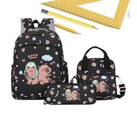 Generico Zaino Capybara con Porta Pranzo,Set Zaini Casual | Zaino Quotidiano Bambina con Astuccio e Borsa Pranzo per Scuola e Viaggi