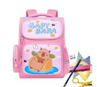 Genérico Zaino Capybara - Zaino Modello Animale 30x16x39cm Animali | Partition Design Impermeabile Bookbag | Borse scolastiche per bambini per bambini, rosa chiaro, la descrizione, Vedere la