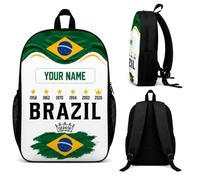 Generico Zaino da calcio personalizzato 2026 con il tuo nome e design della nazionale - regalo versatile per tifosi, zaino da viaggio e scolastico per uomo donna ragazzi bambini (B-razil)