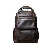 Generico Zaino da uomo in pelle retrò a strati Borsa viaggio for computer di grande capacità for il tempo libero(Dark brown)