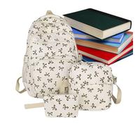 Genérico Zaino Donna Elegante Con Di Farfalla - Zaino Versatile Grande Per La Scuola, Viaggi | Organizzatore Di Trucco Integrato | Per Insegnante, Alunno, Uso Quotidiano E Turismo, bianco,